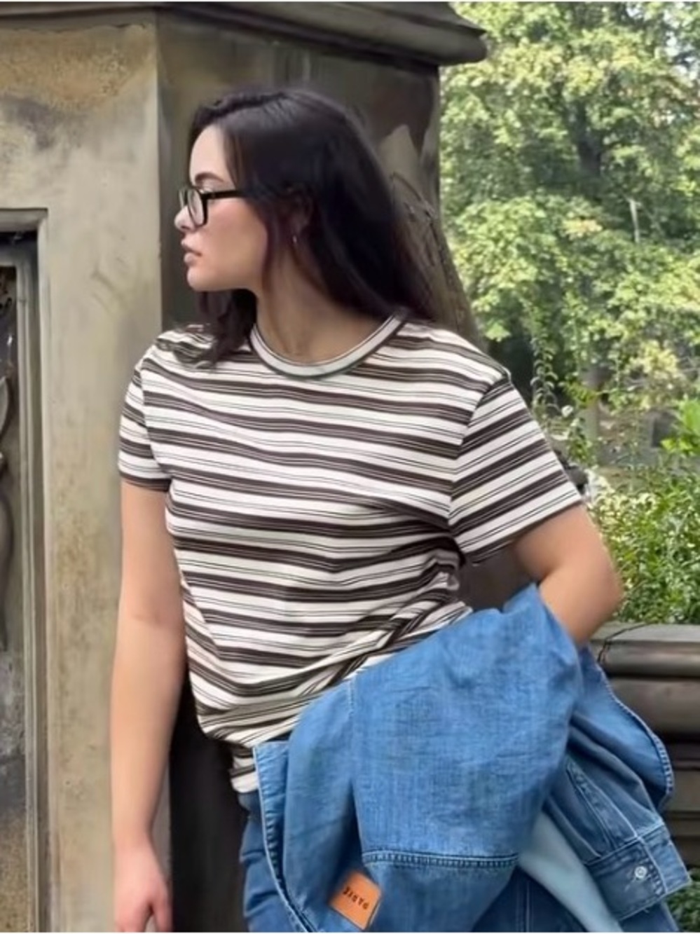 Parke NYC Brown Striped Tee Small